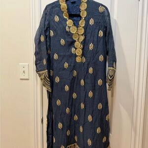 Elegant Blue and Gold Kurta